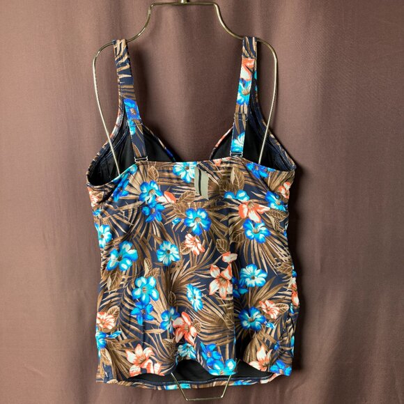 Lands' End Women's 14-22W, 14 LONG Wrap Underwire Tankini Swimsuit Top Deep Sea - Picture 9 of 13